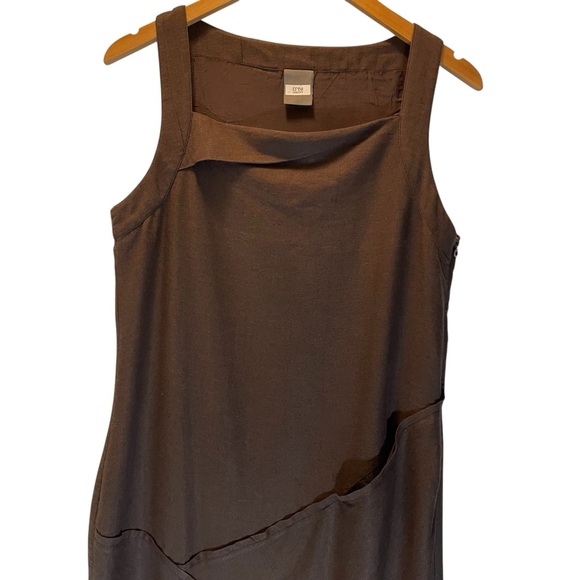 Crea Concept Brown Maxi Dress with Asymmetric Hem Avant-Garde Artistic Size Med - Picture 2 of 10